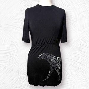 Torn by Ronny Kobo Black Leopard dress 3/4 sleeve